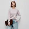 Suéter de Tricô Estilo Nuvem Novo Estilo Primavera e Outono para Mulheres, Gola Redonda, 100% Caxemira, Pulôver Casual Solto Estilo Preguiçoso