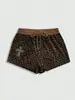 Verão 2026 Novo Estilo Americano Transfronteiriço Menina Popular Shorts Esportivos de Contraste Listrado Cintura Média Feminino Personalizado Nota Musical Atacado