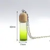 Creativo Nuevo Color Degradado Madera Grano Cubierta Vidrio Pequeña Botella Colgante Aceite Esencial Botella de Perfume Llavero Colgante Collar
