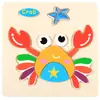 Rompecabezas de madera infantil de dibujos animados tridimensional para bebés, juguete educativo de desarrollo temprano, animal, tráfico, juguete de mano, 2-3 años