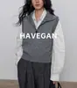 HAVEGAN/Suéter de Tricô sem Mangas com Gola Outono Feminino Estilo Old Money Top Colete Macio Grudento Peça de Roupa Externa