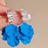 Pendientes de Botón Florales Estampados Coloridos Estilo Vacacional Transfronterizo Europeo y Americano Pendientes de Temperamento Exagerado Adornos para Orejas de Lujo Ligero y Alta Gama Venta al por Mayor