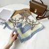 Bufanda de Algodón Lino Seda Espiga de Moda y Versátil con Estampado de Cadena de Alta Gama, Bufanda Decorativa para Cuello, Bufanda para Mujer al por Mayor
