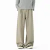 Pantalones casuales de estilo "old money" con caída para hombres y mujeres, corte holgado, estilizan, pierna recta, color caqui, adecuados para otoño y para ir al trabajo.