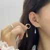 Colgante de Gota de Agua Cadena de Borla Perforado Calado Clip para Oreja Lujo Accesible Gama Alta Simple Pendientes Largos Joyería para Mujeres