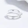 Anillo Abierto Ancho de Textura Plisada Asimétrica de Plata 925 Anillo de Nicho de Alta Gama Joyería Regalo de Cumpleaños para Mujer