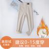 Calça Básica Feminina Outono e Inverno Forrada com Fleece Espessada de Algodão para Usar por Cima Calça Peça Única Infantil Cintura Alta Etiqueta de Couro Slim Fit Calça Quente Estilosa