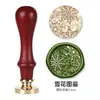 Sello de cera para Navidad, cabeza de sello de una pieza de madera de haya roja con diseño de muñeco de nieve y copo de nieve, juego al por mayor, mango de madera