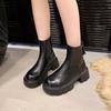 Botas de Suela Gruesa para Mujer 2025 Otoño e Invierno Nuevo Estilo para Personas Pequeñas para Aumentar la Altura, Versátiles Plataforma Elásticas Estilo Nicho Botas Slim