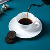 Taza de café de cerámica, juego de taza de café de porcelana blanca pura, taza y platillo creativos europeos, taza de té negro británico, taza y platillo de té con leche