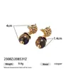 Brincos de Moda Leve Luxo Estilo Maillard Banhados a Ouro 18K com Pingente de Pérola Natural e Pedra Olho de Tigre, Nova Coleção Outono e Inverno