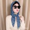 Nuevo pañuelo floral de 90x90 de gran venta, pañuelo para la cabeza de algodón y lino transpirable y ligero, turbante protector solar para madres