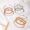 Conjunto de 3 Peças de Pulseira Geométrica Punk Ins Europeia e Americana Conjunto de Pulseiras de Círculo Ajustável Simples Retrô Zircônia Pulseira