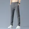 Pantalones de Verano para Hombres Jóvenes y de Mediana Edad, Seda Helada Elástica Casual de Negocios Versátiles Caídos Cintura Elástica Tallas Grandes Pantalones para Hombres