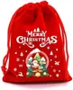 Saco de cordão de Natal mais vendido para embalagem de doces e presentes, pequena bolsa de tecido para presentes de feriado, bolsa de armazenamento de veludo vermelho com cordão