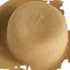 Chapéu de Palha Feminino de Verão com Aba Larga Proteção Solar ao Ar Livre Estilo Hepburn Chapéu de Sol para Férias, Praia ou Resort Chapéu Dobrável para Mulheres