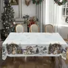 Toalha de Mesa Decorativa para Cena de Árvore de Natal Venda Quente Transfronteiriça Papai Noel Floco de Neve Boneco de Neve Impermeável Capa para Mesa de Jantar