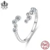 Anillo Abierto Elegante de Burbuja de Moissanita Brillante S925 Plata de Ley Aifula Chapado en Platino Ajustable Anillo para el Día a Día para Mujeres