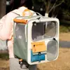 Mochila Transportadora para Mascotas para Gatos, Perros y Animales Pequeños 33 lbs, Tela Oxford, Transportadora Plegable Tipo Mochila para Gatos con Alfombrilla Extraíble, Ventana Transparente, Aprobada por Aerolíneas, Mochila para Cachorros, Transpirable, Multifuncional, Viajes al Centro Comercial, Paseos Diarios, Ideal para Senderismo, Viajes, Camping