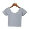 Camiseta Feminina Curta de Manga Curta, Estilo Coreano, Lisa, Justa, Expondo o Umbigo, Top Curto de Cintura Alta, Camiseta Curta