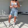 Jeans de dama estilo europeo y americano directo de fábrica, pantalones cortos de mezclilla con flecos de cintura alta de moda callejera transfronteriza al por mayor