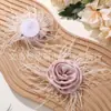Tecido de Pena Preguiçoso Outono e Inverno Rosa Enrolado Feito à Mão DIY Super Fada Presilha Adorno de Cabeça Corsage Acessórios de Flor para Roupas