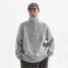 Suéter retrô estilo coreano com meio zíper, nova coleção outono/inverno, malha versátil de caimento solto para casais, design casual com gola.
