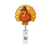 Nuevo Pavo de Caricatura de Acción de Gracias Tira Desprendible Acrílico con Purpurina Carrete para Insignia de Identificación Médica Portainsignias de Regalo
