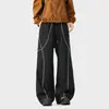 Pantalones Casuales de Estilo Americano con Bloques de Color Línea Hasselblad para Hombre, Pantalones de Senderismo Impermeables y Cortavientos para Exteriores, Pantalones Largos Rectos Holgados Curvos de Marca de Moda