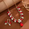 Joia para Exportação Europeia e Americana Estilo Étnico Retrô Gota d'Água Pedra Preciosa Colar Corrente da Clavícula Feminina Folha Conjunto de Joias Prontas