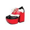 Sapatos Femininos de Cadarço com Salto Quadrado, Tamanhos 36-48, Para Todas as Estações, Sapatilhas Femininas da Moda, Plataforma Impermeável, Saltos Ultra-Altos, Sapatos Baixos de Couro