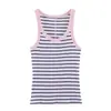 Regata Estampada de Gola U sem Mangas Doce e Picante, Nova Peça Versátil de Verão Slim-Fit Casual Esportiva Base para Mulheres