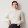 Suéter de Cachemir 100% Grueso de Cuello Alto para Otoño e Invierno, Suéter Cálido de Punto para Mujer, Top Base, Suéter Versátil, Ropa Interior para Mujer