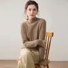 Suéter de Cachemira de Color Puro Nuevo para Otoño e Invierno, Cuello Alto Medio para Mujer, Alalana, Suéter de Punto Holgado, Suéter Básico Versátil