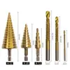 Juego de 10 Brocas Escalonadas con Cinco Filos para Chaflanar, Brocas para Carpintería, Brocas Escalonadas, Serie de Titanio Chapado en Oro