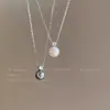 Colar Pingente de Pérola Cinza Única com Zircônia para Mulheres, Corrente para Clavícula Estilo Nicho Outono e Inverno, Acessório de Corrente Simples para Pescoço