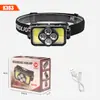 Linterna frontal de cabeza para camping al aire libre, nueva, transfronteriza, recargable tipo C, para exteriores, ciclismo, pesca, multifunción, luz fuerte