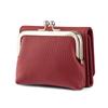 Billetera de Cuero Genuino Transfronteriza para Mujer con Clip Metálico Monedero Protección Antirrobo RFID Cepillado Multitarjeta Tarjetero Clip Corto para Billetes
