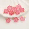 Pingente de Flor de Vidro com Furo Reto, Ornamento de Flor de Cinco Pétalas, Contas Soltas para Pulseira Colar DIY, Materiais para Brincos Antigos com Borla