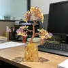 Árbol de Dinero de Cristal Amarillo Púrpura Natural Adorno de Decoración para Entrada de Sala de Estar Sala de Estar Lujo Ligero Regalo para Mudanza Casa Nueva
