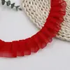 Ribete de Encaje de Organza Plisado de Doble Capa Blanco y Negro de 4 cm Tela de Malla para Manualidades para Ropa de Muñecas, Accesorios para el Cabello y Materiales de Tela T202