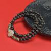 Pulsera estilo palacio oro nanyuan cuentas redondas diy garra de gato doble anillo jade Hetian para hombre y mujer simple Mori al por mayor