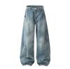 Jeans Lavados Vestidos para Hombre Estilo Americano Moda Urbana Tie-Dye Costuras Deconstrucción Pantalones Casuales Pantalones Holgados de Pierna Ancha