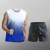 Conjunto Esportivo Masculino Secagem Rápida Seda de Gelo Colete Shorts Corrida Verão Treinamento Fitness Bola Vestuário Transfronteiriço Fábrica Atacado