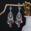 Pendientes Ovalados Estilo Étnico Bohemio Europeo y Americano Transfronterizos para Mujer Retro Atracciones Turísticas Pendientes con Borlas Étnicas