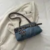 Bolsa baguette com pingente de estrela retrô americana para mulheres, alça de ombro color block com estampa de leopardo, bolsa de ombro única para usar sob o braço, bolsa de mão de nicho da moda