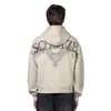 Moletom Cardigan com Capuz Estilo Americano com Detalhe de Tijolo Outono Masculino e Feminino Barra Color Block Solto com Zíper Roupa Externa Fonte de Atacado