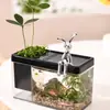 Aquário Paisagismo Micro Transparente Aquário Doméstico Caixa Mini de Mesa Criativo Suporte de Caneta para Dormitório Estudantil Aquário Armazenamento