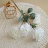 [Material de flor blanca] Arreglo floral de hortensia, rosa, flor de pasto escarchado con decoración de material de hoja de niebla de techo de pasto, flor de simulación para boda