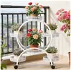 Soporte para Flores para Sala de Estar, de Pie, Móvil con Ruedas, Soporte Multifuncional de Hierro Forjado para Plantas Verdes, Soporte para Flores de Balcón